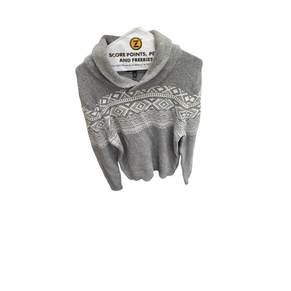 Banana Republic Gray Fair Isle Sweater – Men’s Medium Shawl Collar Knit - Picture 1 of 6